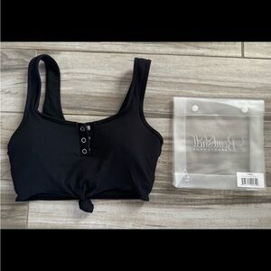 Bombshell sportswear black Henley sports bra top size medium m